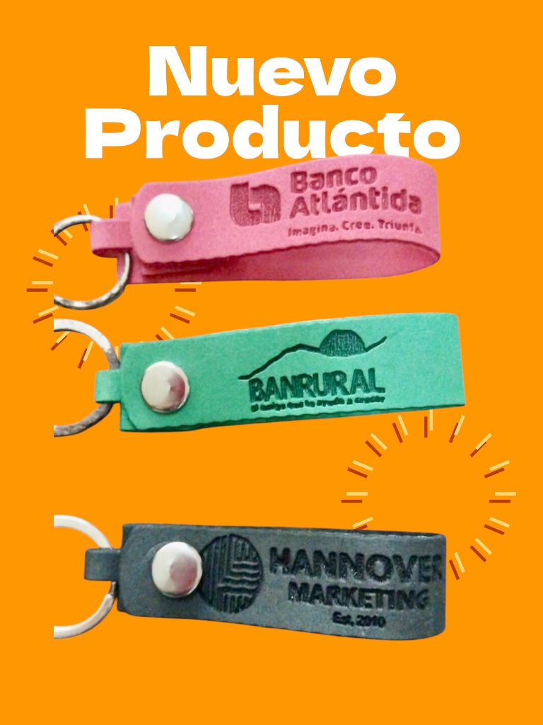 Llaveros cuero grabado Banco Atlántida Banrural Hannover